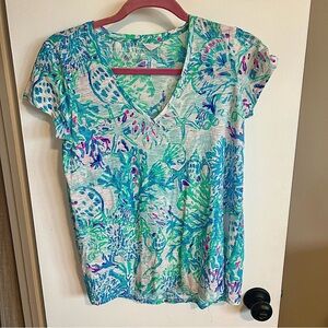 Lilly Pulitzer Etta Scoop Neck Top Size Extra Small